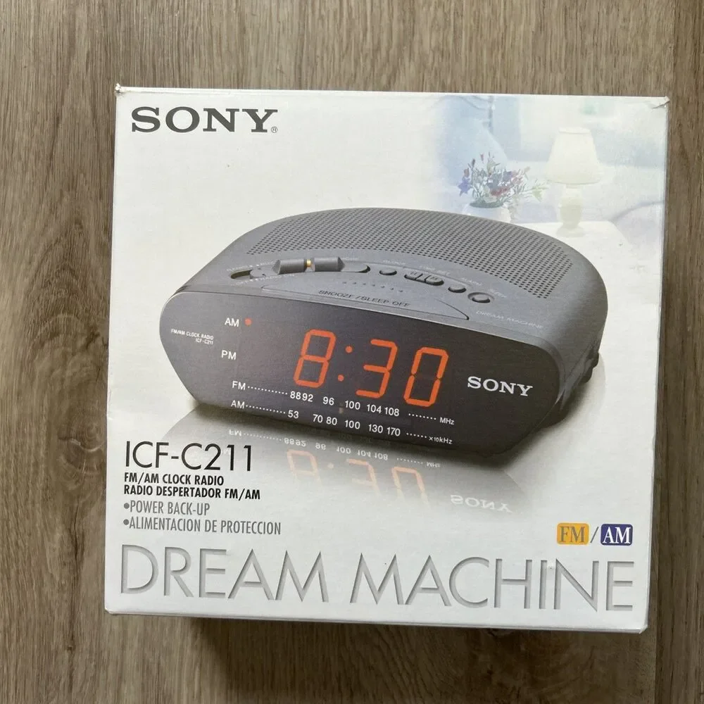 Sony Dream Machine ICF-C211 FM AM Clock Radio Alarm Black VTG Bedside Open Box